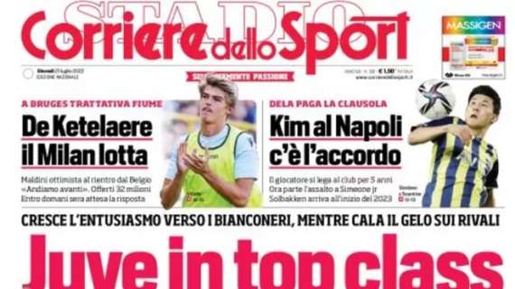 Corriere dello Sport in apertura sui bianconeri: "Juve in top class"