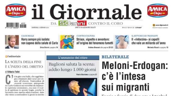 Il Giornale in taglio basso sui cori contro Maignan: "Più stupidi che razzisti"