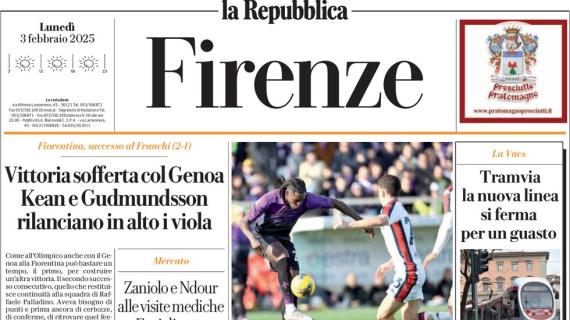 Repubblica (ed. Firenze) titola stamani sui viola: "Vittoria sofferta col Genoa"