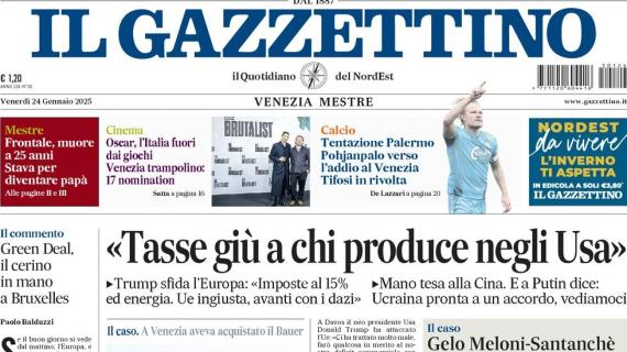 Il Gazzettino apre: "Tentazione Palermo: Pohjanpalo verso l'addio al Venezia"