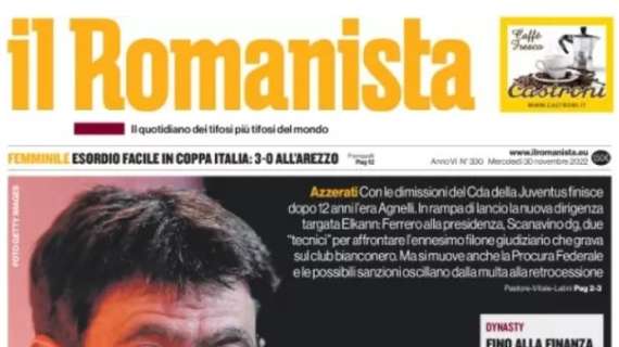 Il Romanista in prima pagina sul terremoto societario della Juventus: "Juvend"