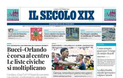 Il Secolo XIX in prima pagina sul Genoa: "Rimonta in pieno recupero contro la Roma"