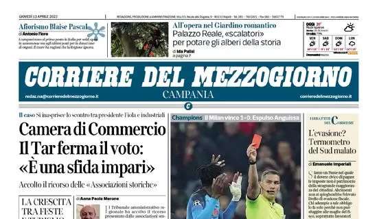 Il Corriere del Mezzogiorno su Milan-Napoli: "Gli azzurri in emergenza limitano i danni"