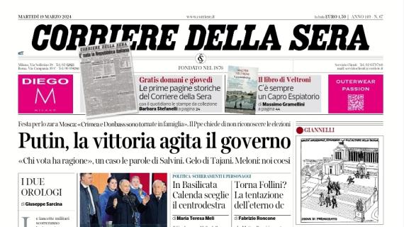 L'apertura del CorSera recita: "L'Italia esclude Acerbi, accusato di insulti razzisti"