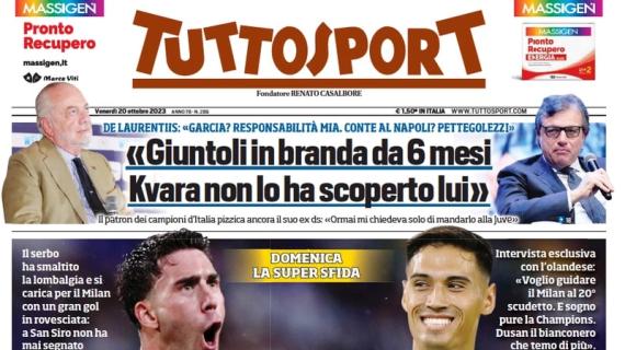 Tuttosport in apertura: "Vlahovic: 'Dritto all'obiettivo'. Reijnders: 'Juve, ti tolgo Dusan'"