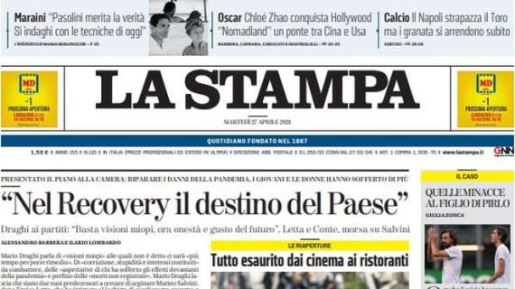 La Stampa: "Il Napoli strapazza il Toro ma i granata si arrendono subito"