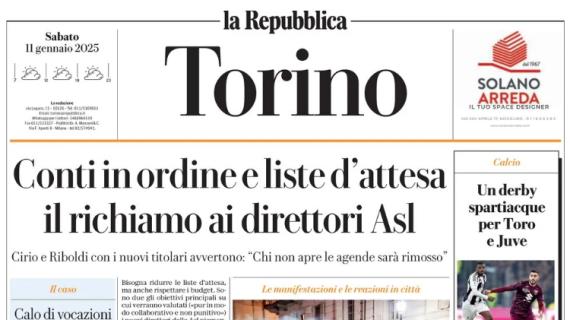 La Repubblica (ed. Torino) titola: "Un derby spartiacque per Toro e Juve"