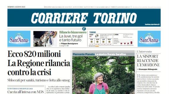 La prima pagina di oggi del Corriere di Torino: "La Juve, tre gol e tanto futuro"