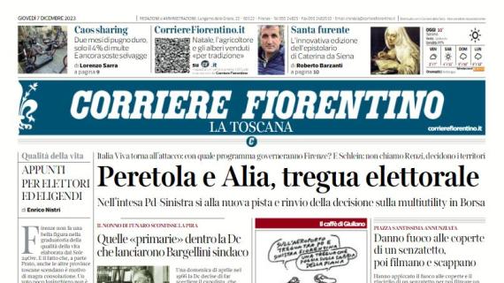 Il Corriere Fiorentino titola sui viola avanti in Coppa Italia: "Qualificazione di rigore"