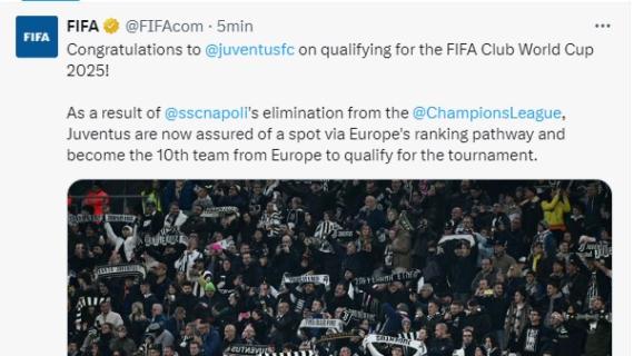 Juventus al Mondiale per Club 2025, la FIFA: "Complimenti". E c'è il post del club