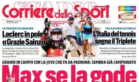 L'apertura del Corriere dello Sport è dedicata alla Juventus: "Max se la gode"