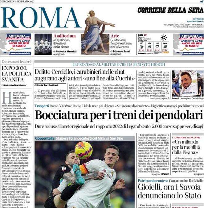 Il Corriere Roma in apertura: "Giallorossi fuori, ansia per Abraham infortunato"