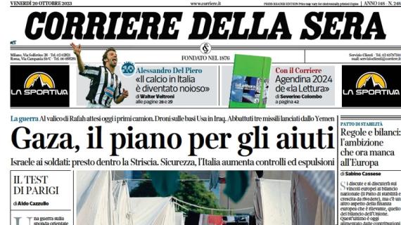 CorSera apre con le parole di Del Piero: "Il calcio in Italia è diventato noioso"