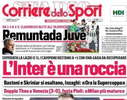 L'apertura del Corriere dello Sport: "L'Inter è una roccia"