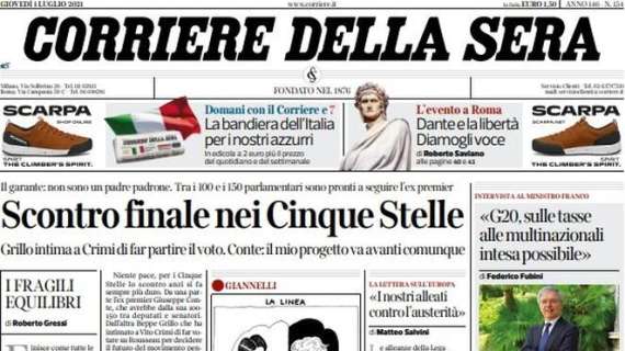 Il Corriere della Sera: "Si teme la variante Delta. «Tifosi inglesi non venite»"