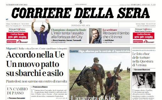 L'apertura del Corriere della Sera: "L'Inter tenta l'assalto alla fortezza del City"