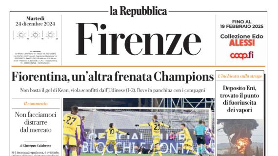 Altro ko subito dalla Fiorentina. La Repubblica di Firenze: "Frenata Champions"