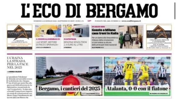 Pareggio contro l'Udinese, L'Eco di Bergamo titola: "Atalanta, 0-0 con il fiatone"