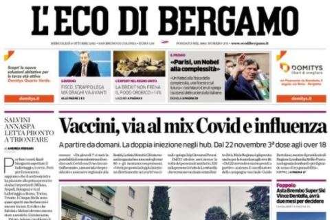 L'Eco di Bergamo: "L'Atalanta perde i pezzi: Pessina ko almeno 45 giorni"
