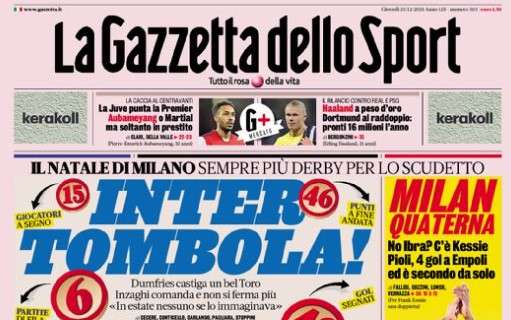 L'apertura de La Gazzetta dello Sport: "Inter, tombola!"