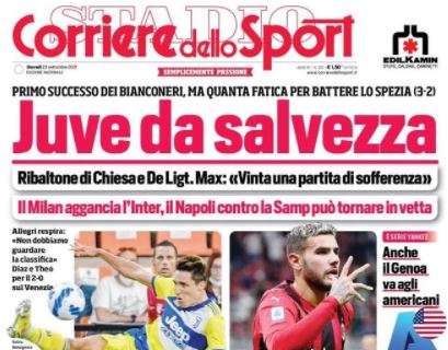 L'apertura del Corriere dello Sport: "Juve da salvezza"