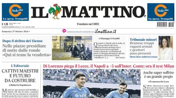 Napoli, Di Lorenzo decide la sfida con il Lecce. Il Mattino in prima pagina: "Io capitano"