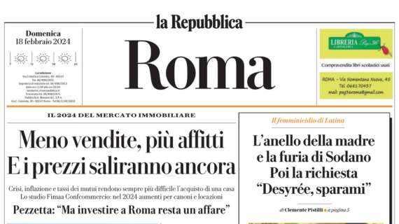 La Repubblica ed. Roma: "A Frosinone riposa Dybala. Maglia da titolare per Baldanzi"