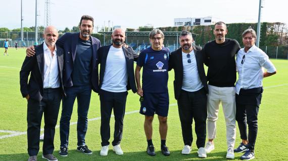 Gattuso in visita all'Atalanta: le immagini del ct insieme a Buffon e Bonucci a Zingonia
