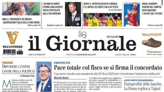 Il Giornale in prima pagina: "Inter bloccata a Monza e il Napoli di Conte vola in testa"