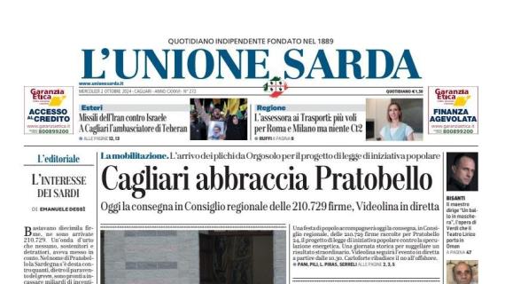 L'Unione Sarda oggi in prima: "La svolta dei rossoblù: mentalità e formazione"