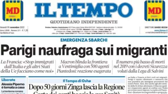 Il Tempo oggi in prima pagina: “Il gol di Romero fa esplodere l’Olimpico. La Lazio è seconda”