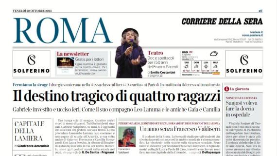 L'apertura di oggi del Corriere di Roma: "Mou, ancora emergenza con il Monza"