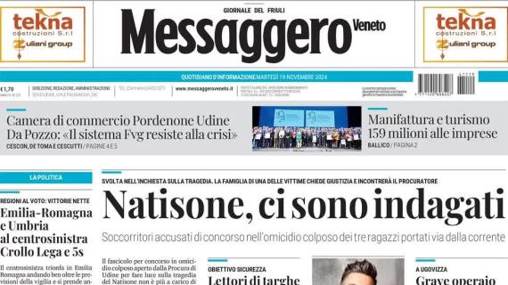 Il Messaggero Veneto apre sull'Udinese: "Brenner finisce nel mirino del Palmeiras"