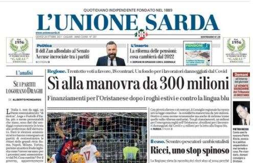 L'Unione Sarda dopo il 2-1 della Roma sui rossoblù: "Cagliari, soltanto un'illusione"
