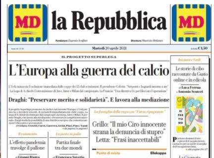 E' nata la Superlega! La Repubblica: "L'Europa alla guerra del calcio"