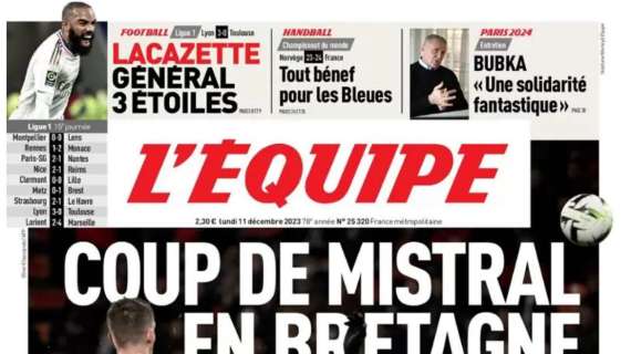 L'Equipe in apertura sul Marsiglia: "Colpo da maestro in Bretagna"