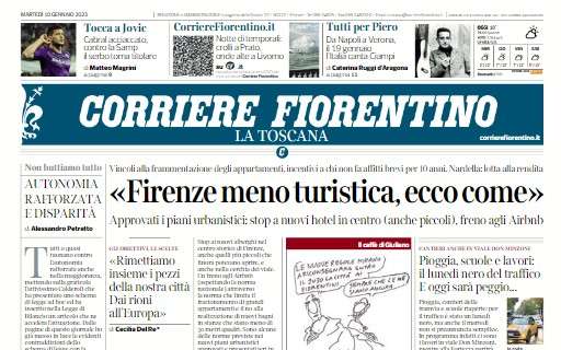 Il Corriere Fiorentino in apertura sulla Viola in Coppa Italia: "Tocca a Jovic"
