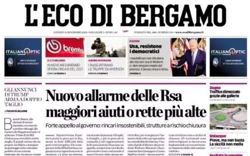 L'Eco di Bergamo: "Atalanta, troppo turnover: a Lecce sconfitta inattesa"