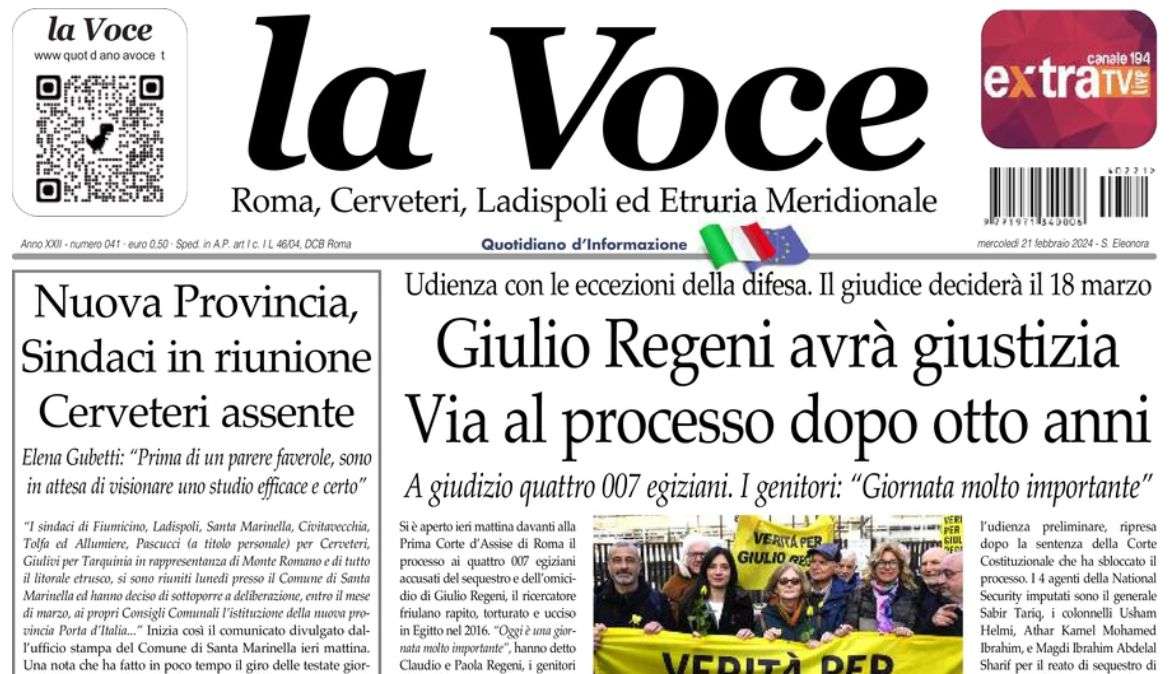 La Voce in prima pagina: "Roma-Feyenoord, allarme tifoserie"