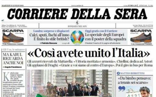 L'apertura del Corriere della Sera, Mattarella: "Così avete unito l'Italia"