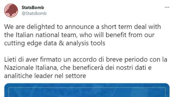 Italia, stasera al via l'Europeo: accordo con Statsbomb per analizzare le partite