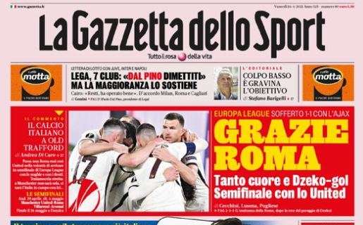 Le aperture de La Gazzetta dello Sport: "Grazie Roma" e "Florenzi jolly per Conte"