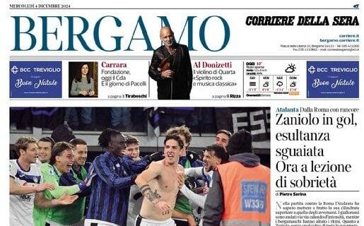 Il Corriere della Sera (Bergamo): "Zaniolo in gol, esultanza sguaiata contro la Roma"