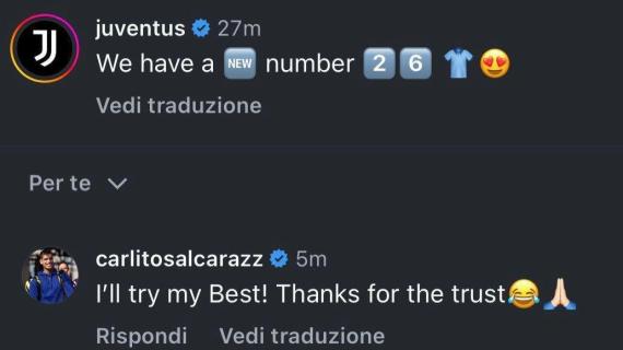 Carlos Alcaraz scherza con la Juventus: "Farò del mio meglio". Ma è il tennista