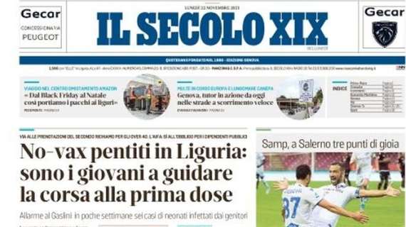 L'apertura de Il Secolo XIX sulle liguri: "Samp, a Salerno tre punti di gioia"