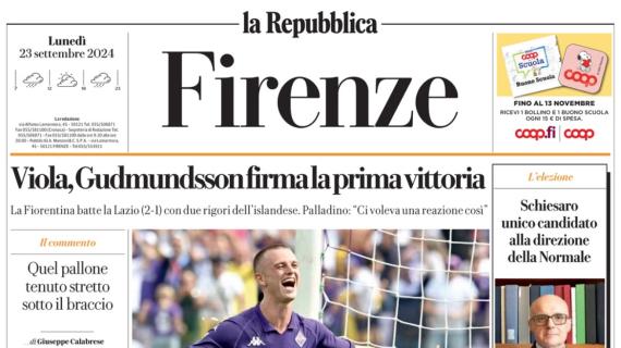 La Fiorentina trova la prima vittoria. La Repubblica di Firenze: "La firma Gudmundsson"