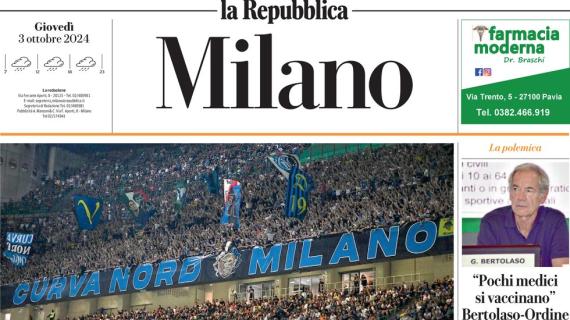 La prima pagina de La Repubblica (Milano): "Chi protegge il clan degli ultrà"