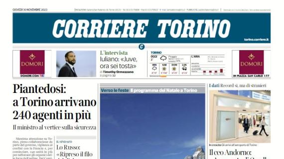 Il Corriere di Torino apre con un'intervista a Iuliano: "Juventus, ora sei tosta"