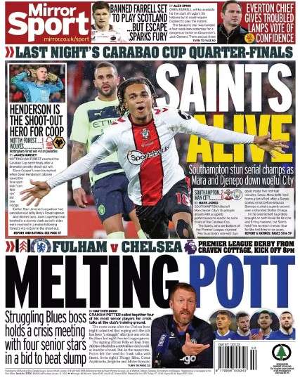 Le aperture inglesi - Manchester City eliminato dal Southampton. Oggi Fulham-Chelsea