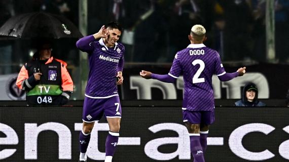 Sottil e Belotti: 2-1 Fiorentina sul Club Brugge al 45' della semifinale d'andata di Conference